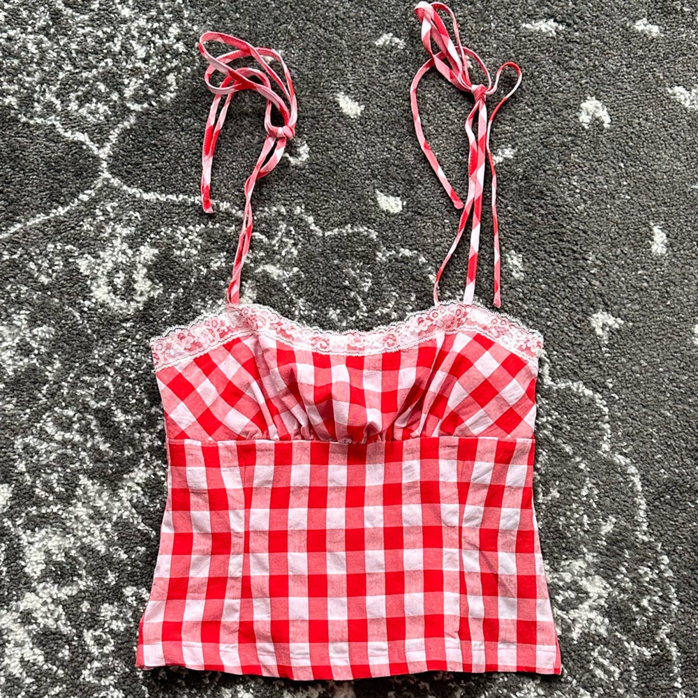 Red Gingham Crop Top